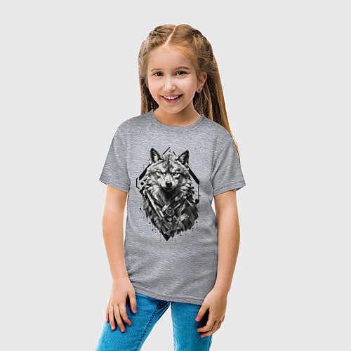 Детская футболка Принт с волком / Меланж – фото 4