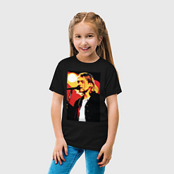 Футболка хлопковая детская Курт Кобейн с микрофоном, цвет: черный — фото 2