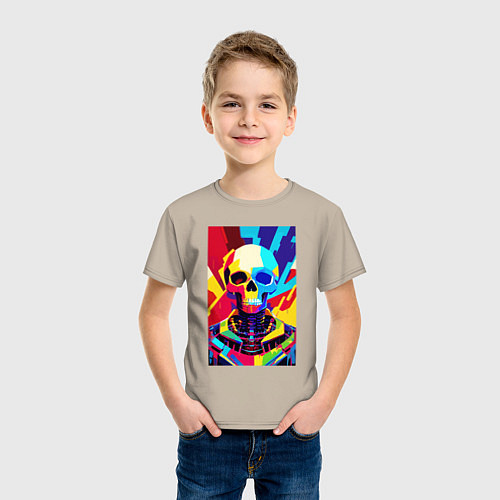 Детская футболка Pop art skull / Миндальный – фото 3