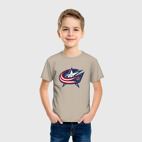 Детская футболка Columbus blue jackets - hockey team - emblem / Миндальный – фото 3