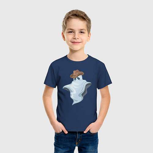 Детская футболка Привидение ковбой / Тёмно-синий – фото 3