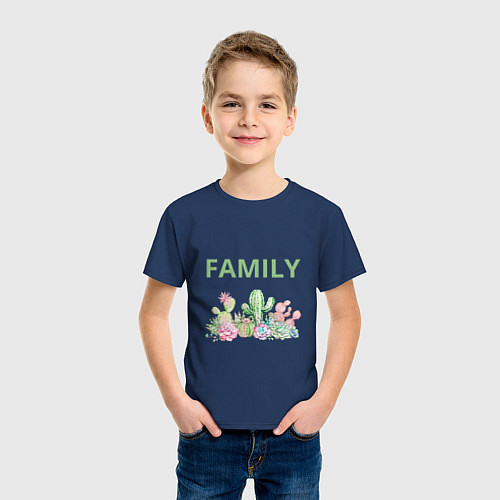 Детская футболка Колючая семейка / Тёмно-синий – фото 3