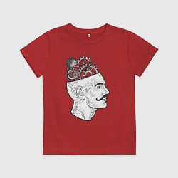 Футболка хлопковая детская Механический мозг, цвет: красный