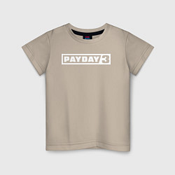 Футболка хлопковая детская Payday 3 logo, цвет: миндальный