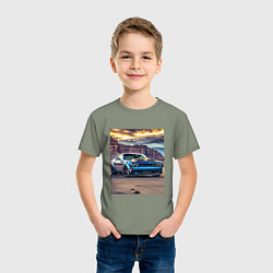 Футболка хлопковая детская Авто Додж Челленджер, цвет: авокадо — фото 2