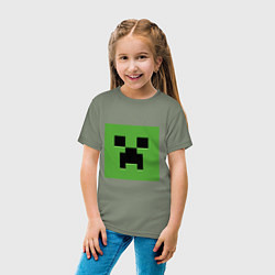 Футболка хлопковая детская Minecraft creeper face, цвет: авокадо — фото 2