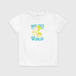Футболка хлопковая детская One Piece Луффи неоновый, цвет: белый