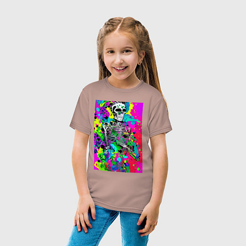 Детская футболка Funny skeleton - pop art / Пыльно-розовый – фото 4