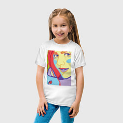 Футболка хлопковая детская Яркий женский портрет в стиле поп-арт, цвет: белый — фото 2