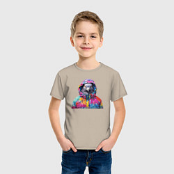 Футболка хлопковая детская Голубь в яркой куртке, цвет: миндальный — фото 2