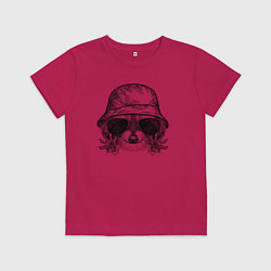 Футболка хлопковая детская Енот на стиле, цвет: маджента