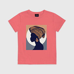 Футболка хлопковая детская Африканка в профиль, цвет: коралловый