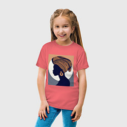 Футболка хлопковая детская Африканка в профиль, цвет: коралловый — фото 2
