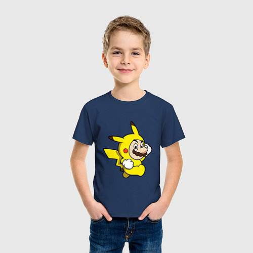 Детская футболка Марио пикачу / Тёмно-синий – фото 3