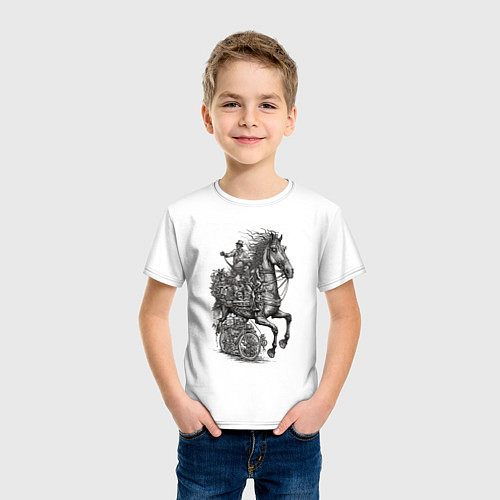 Детская футболка Конь педальный / Белый – фото 3