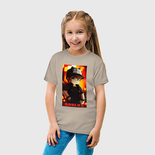 Детская футболка Roblox fire / Миндальный – фото 4