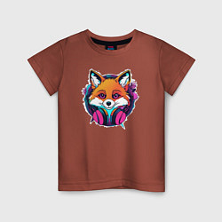 Футболка хлопковая детская Neon fox, цвет: кирпичный