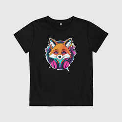 Футболка хлопковая детская Neon fox, цвет: черный