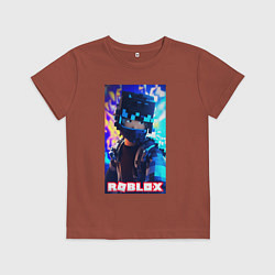 Футболка хлопковая детская Roblox cyberpunk style, цвет: кирпичный