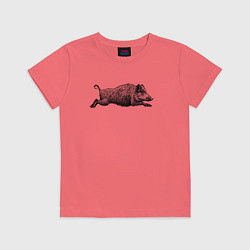 Футболка хлопковая детская Кабан бежит, цвет: коралловый