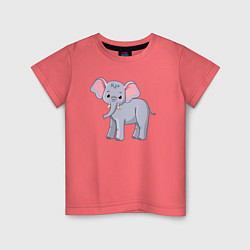 Футболка хлопковая детская Сute elephant, цвет: коралловый