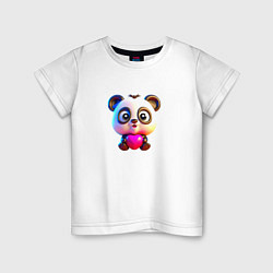 Футболка хлопковая детская Милая панда - нейросеть, цвет: белый
