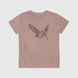Футболка хлопковая детская Колибри пархает, цвет: пыльно-розовый