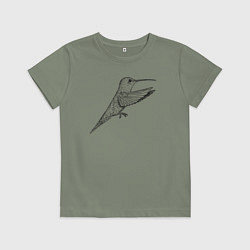 Футболка хлопковая детская Колибри сбоку, цвет: авокадо
