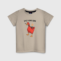 Футболка хлопковая детская Spicy honk bonk - Untitled Goose Game, цвет: миндальный