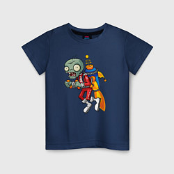 Футболка хлопковая детская Зомби на джетпаке, цвет: тёмно-синий