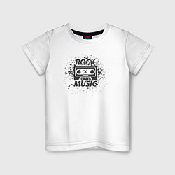 Футболка хлопковая детская Rock music cassette, цвет: белый