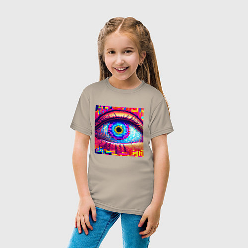 Детская футболка Глаз в стиле арт / Миндальный – фото 4