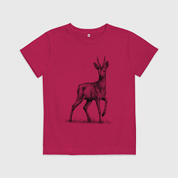Футболка хлопковая детская Косуля, цвет: маджента
