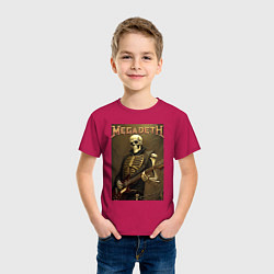 Футболка хлопковая детская Megadeth - skeleton - heavy metal, цвет: маджента — фото 2