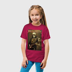 Футболка хлопковая детская Megadeth - skeleton - heavy metal, цвет: маджента — фото 2