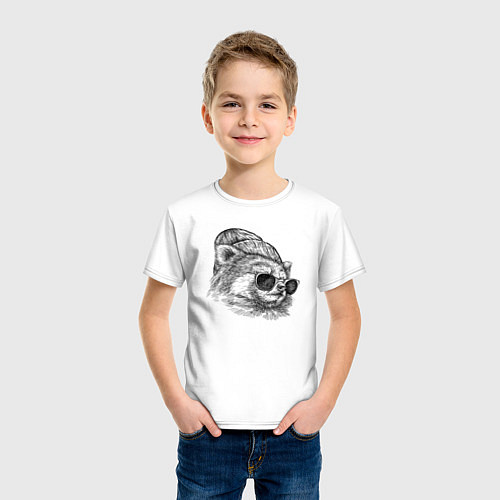 Детская футболка Красная панда в шапке / Белый – фото 3