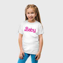 Футболка хлопковая детская Ребенок Барби, цвет: белый — фото 2