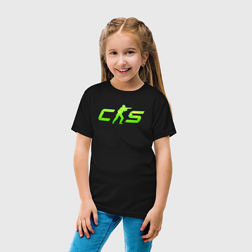 Детская футболка CS2 green logo / Черный – фото 4