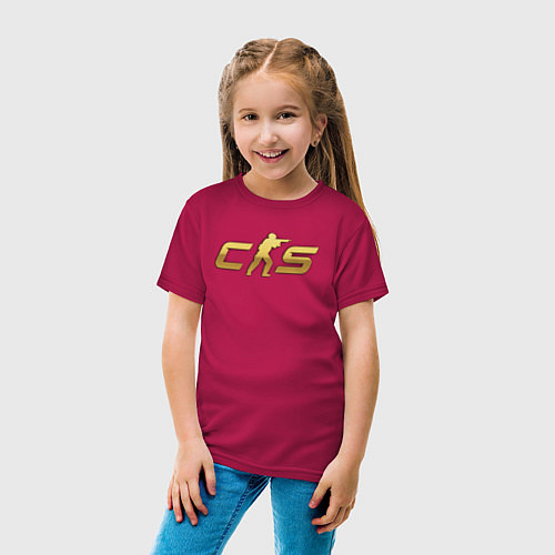 Детская футболка CS 2 gold logo / Маджента – фото 4