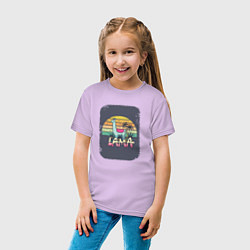 Футболка хлопковая детская Colorful Llama, цвет: лаванда — фото 2