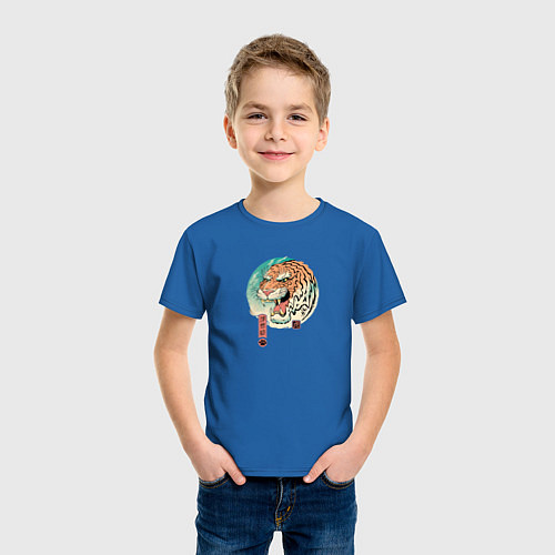 Детская футболка Tiger in Japanese style / Синий – фото 3