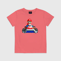 Футболка хлопковая детская Марио гоняет, цвет: коралловый