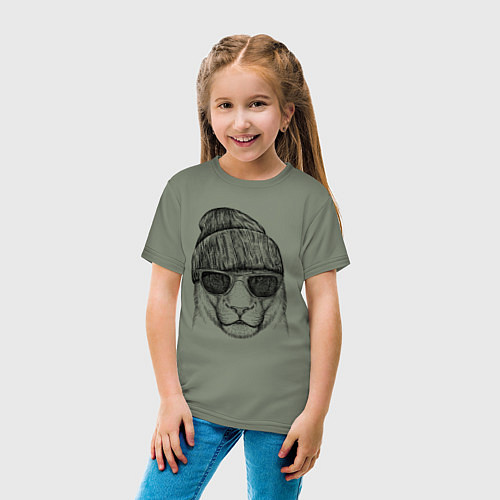 Детская футболка Львица в солнечных очках / Авокадо – фото 4