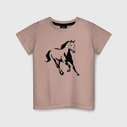 Футболка хлопковая детская Конь скачет, цвет: пыльно-розовый