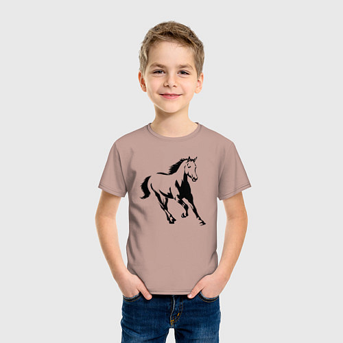 Детская футболка Конь скачет / Пыльно-розовый – фото 3