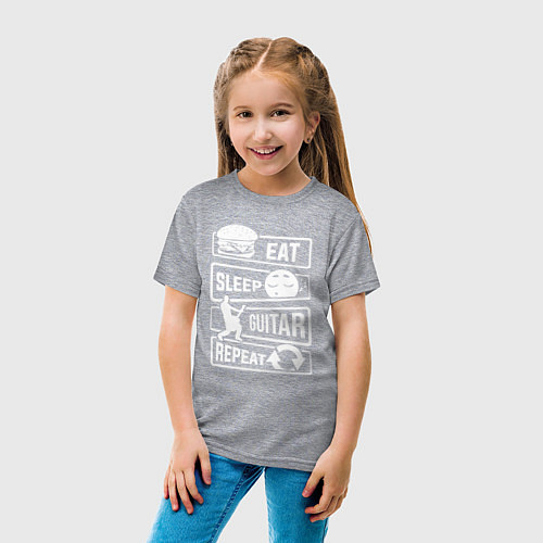 Детская футболка Eat sleep guitar / Меланж – фото 4