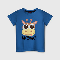 Футболка хлопковая детская Wow giraffe, цвет: синий