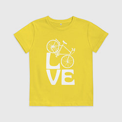 Футболка хлопковая детская Любовь велосипедиста, цвет: желтый