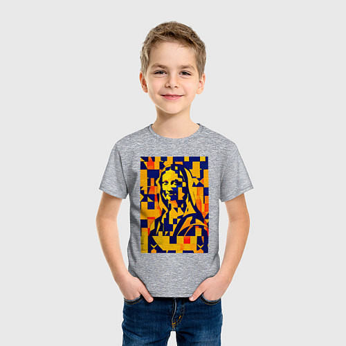 Детская футболка Нейросеть рисует Лизу - стилизация / Меланж – фото 3