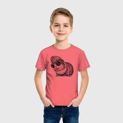 Детская футболка Морская свинка стильная / Коралловый – фото 3